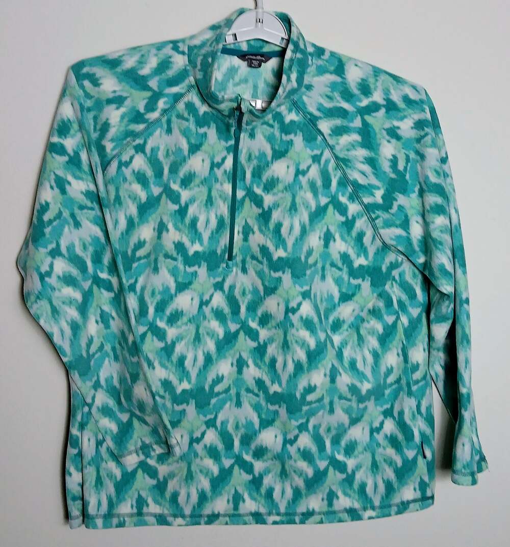 EDDIE BAUER Fleece Jacket Womens 2XL Green Full Zip Mock Neck Activewear